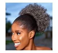 Cura della persona Coda di cavallo sintetica afro con coulisse, 10 pollici, capelli corti e ricci crespi, extension for capelli con 2 clip Extension per Capelli(Grey)