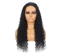 Cura della persona Parrucca a onde profonde Capelli umani 13x4 Pizzo frontale for donne nere Attaccatura dei capelli naturale Parrucche ricce senza colla Nero naturale 180 Densità Extension per Capell