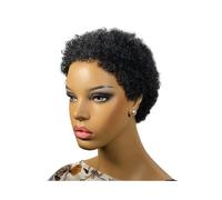 Cura della persona Parrucca afro corta senza colla, da indossare e indossare, con capelli umani ricci for donne nere, parrucche afro crespe for l'uso quotidiano alle feste Extension per Capelli(Natura