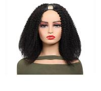 Cura della persona Parrucca con riga a V, colore naturale, capelli umani for donne, densità 180, riccia, riga sottile, parrucche crespe con clip. Extension per Capelli(16inch)