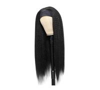 Cura della persona Parrucca liscia e crespa con fascia for donna, parrucche Yaki lisce con fascia nera, capelli sintetici, facili da acconciare, senza pizzo frontale, senza colla Extension per Capelli