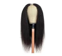 Cura della persona Parrucche for donna in capelli umani con riga a V, lisce e crespe, capelli vergini Yaki lisci, forma a V, senza colla, senza cuciture, con clip, mezza parrucca Extension per Capelli