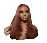 Cura della persona Reddish Brown 6X4X1 Lace Front Wigs,Straight Hair Synthetic Glueless Heat Resistant Fiber Wig for Fashion Women Extension per Capelli(30inch)