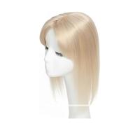 Cura della persona Topper for capelli da donna, capelli naturali, dimensioni 12X13 cm, con frangia, base in seta, clip in topper, pezzo di capelli con frangia Extension per Capelli(30 cm,Platinum Blon