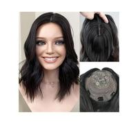 Cura della persona Topper for capelli for donne, 10-20" Topper for capelli umani ondulati naturali 8x8 pollici Base in seta Pezzi di capelli ondulati Clip in Topper for capelli Parrucche Nero naturale