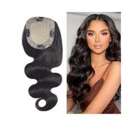 Cura della persona Topper for capelli umani for donne con capelli diradati 8-22" Onda corporea Pezzi di capelli vergini europei 15x16 cm Topper for capelli con base in pelle di seta con PU intorno e 4