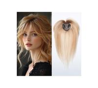 Cura della persona Topper for capelli umani Remy da 10 pollici con frangia, frangia 3D sottile for donne con capelli sottili Extension per Capelli(DARK BLONDE+BLEACH BLONDe)
