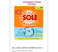 Cura Lavatrice SOLE Freschezza Limone Igienizzante Liquido 2x250ml CONFEZIONI 2