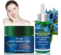 Cura notturna biologica, genziana blu e stella alpina, cosmetica naturale anti invecchiamento, crema viso e siero viso, pelle tonica, riduce le rughe profonde e riduce le macchie di pigmento, adatto a