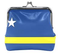 Curacao - Portamonete rettangolare da donna con bandiera nazionale e fibbia in pelle con chiusura a bacio, Curacao Bandiera Nazionale Rettangolare, classico