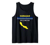 Curaçao Willemstad, Isola dei Caraibi Bandiera & Mappa Design Canotta
