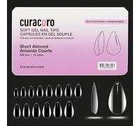 Curacoro 420 punte per extension per unghie in morbido gel, 14 misure, trasparenti, copertura completa, per extension, qualità da salone di lunga durata, aspetto naturale (mandorla, corta)