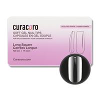 Curacoro Set di 420 extension per unghie in gel morbido, 14 misure trasparenti, copertura completa, lunga durata, aspetto naturale, 420 pezzi