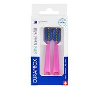 Curaprox CS 5460 Ortho Testine Per Spazzolino Da Viaggio | Per La Cura Degli Apparecchi Ortodontici | Pulizia Ultra Delicata | Rosa | 2 Pezzi