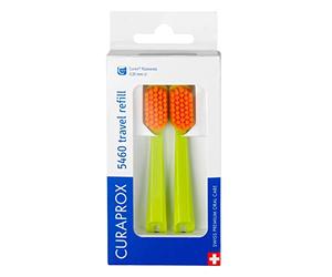 Curaprox CS 5460 Ricambio Da Viaggio, 2 Pz, Verde - Arancione, Swiss Made