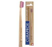 Curaprox CS Wood Spazzolino Da Denti | Per Un'igiene Orale Ecologica | Rimozione Della Placca Ultra Delicata | Manico in Faggio Rosa | Confezione Singola