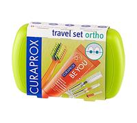 Curaprox Ortho Travel Set-Igiene orale per bretelle/Spazzolino ultra-morbido e scovolini/Set verde/Made in Switzerland