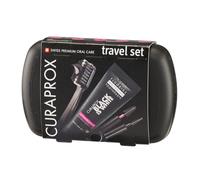 Curaprox Black Is White Travel Set cofanetto: spazzolino pieghevole CS 5460 Ultra Soft 1 pz. + dentifricio Black Is White 10 ml + spazzolino interdentale 2 pz. + porta spazzolino interdentale 1 pz.