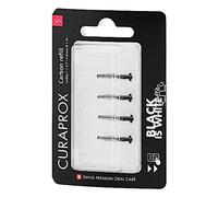 Curaprox Spazzolino interdentale Ricariche Carbonio-Taglia S, Ultra-fine forma a cono per la pulizia delicata di spazi ristretti / 4-Pack/Progettato in Svizzera/Nero