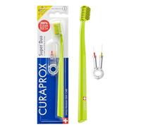 Curaprox Super Duo Pack - CS 5460 Ultra Soft Toothbrush + Interdental Brushes & Duo Holder | Gentle Gum Care & Tooth Surface Cleaning | Swiss Premium Oral Care | Random Color