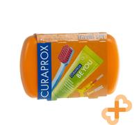 CURAPROX Travel Set Arancione Spazzolino Dentifricio Interdentale Pennello Mint