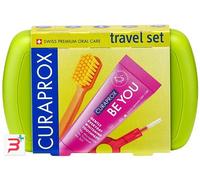 Curaprox Travel Set Green Cofanetti spazzolino pieghevole CS 5460 Ultra Soft 1 pz. + dentifricio Be You Candy Lover Watermelon 10 ml + scovolino interdentale 2 pz. + porta scovolino interdentale 1 pz.