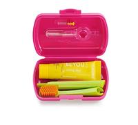 Curaprox Travel Set Red Cofanetti spazzolino pieghevole CS 5460 Ultra Soft 1 pz. + dentifricio Be You Rising Star Pompelmo e Bergamotto 10 ml + spazzolino interdentale 2 pz. + porta spazzolino interdentale 1 pz.
