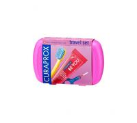 Curaprox Travel Set Pink Cofanetti spazzolino pieghevole CS 5460 Ultra Soft 1 pz. + dentifricio Be You Challenger Gin Tonic & Persimmon 10 ml + spazzolino interdentale 2 pz. + porta spazzolino interdentale 1 pz.