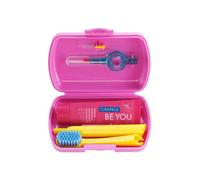 Curaprox Travel Set Pink Cofanetti spazzolino pieghevole CS 5460 Ultra Soft 1 pz. + dentifricio Be You Challenger Gin Tonic & Persimmon 10 ml + spazzolino interdentale 2 pz. + porta spazzolino interdentale 1 pz.