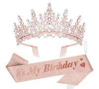 CURASA Fascia e corona in oro rosa per il mio compleanno
