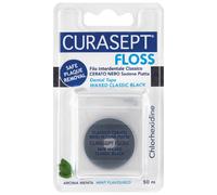 Curasept Floss - Filo Interdentale Nero Cerato con Clorexidina, 50m