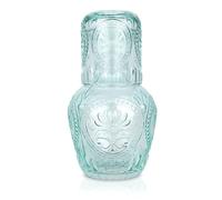 Curator Home - Set di caraffa e bicchiere da comodino vintage, capacità 750 ml, elegante brocca in vetro per acqua, succo o vino, elegante decorazione per la casa per cucina o sala da pranzo (azzurro)