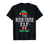 Curatore del museo Elfo Job Title Funny Christmas Matching Xmas Maglietta