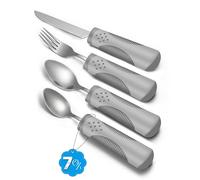CuraVita Adaptive - Set di 4 posate da cucina ponderate da 200 g, utensili per pazienti affetti da Parkinson, tremori alle mani, artrite e anziani, utensili da mangiare per anziani
