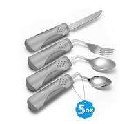 CuraVita Adaptive Utensils - Set da cucina da 4 pezzi, peso 140 g, utensili angolati a 42° per pazienti affetti da Parkinson, tremori alle mani, artrite e anziani, utensili da mangiare per anziani