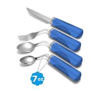 CuraVita Adaptive Utensils - Set da cucina da 4 pezzi, peso 200 g, utensili angolati a 42° per pazienti affetti da Parkinson, tremori alle mani, artrite e anziani, utensili da mangiare per anziani