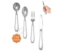 CuraVita - Set di 4 Posate Adattive Appesantite per Tremori e Parkinson (200 g ciascuna) - Posate Ergonomiche per Tremori delle Mani, Utensili Adattivi per Anziani, Regali per Artrite e Parkinson