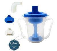 CuraVita - Tazza per Disfagia per Adulti - Tazza Medicale con Dosaggio Regolabile 5cc/10cc - Bere in Sicurezza da Seduti o Sdraiati - Ideale per Disfagia, Ictus, Parkinson e Mobilità Limitata