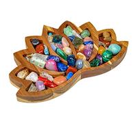 Curawood Vassoio in cristallo di loto per pietre - Supporto in cristallo per espositore per pietre - Espositore per mensole in cristallo per pietre - Ciotola per organizer in cristallo per pietre