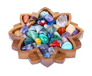 Curawood Vassoio Lotus in Cristallo per Pietre - Mostra i Tuoi Cristalli e Pietre Curative - Supporto e Scaffale Organizer