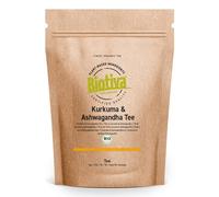 Curcmua e Ashwagandha è bio 100g | radice di curcuma (Curcuma longa) e Ashwaganda (W. somnifera) essiccate di alta qualità | imbottigliate e controllate in Germania | Biotiva