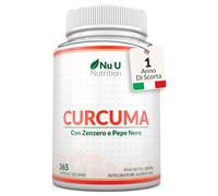 Curcuma 1520mg con Zenzero e Pepe Nero 365 Capsule Vegane Alto Dosaggio di