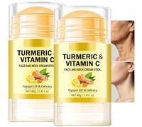 Curcuma e Vitamina C Crema Viso e Collo Bastone, Crema Collo Rassodante e Serraggio Anti-età, Idratante Idratante per Collo e Décolleté, Illuminante Cura della Pelle per Rughe e Doppio Mento (2PCS)