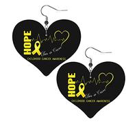 Cure Childhood Cancer Awareness Orecchini in pelle per le donne Ciondola l'orecchino con ciondolo a forma di cuore con gancio Regali per ragazza adulta