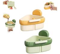 Cureaway No Touch Food Catcher, 2025 New Curetoaway Suction Cup Sink Corner Rack, Rust-Proof Abs, Removable Basket, Prevents Clogs, Space, Saving Corner Design for Fits Any Sink (green + yellow)