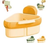 Cureaway Suction Cup Sink Corner Rack, Cureaway Sink Strainer Basket, Sinks Trash Catcher, Triangle Storage Rack with Drain Hole, Rust Resistant, Automatic Dumping, for Kitchen Bathroom (Orange)