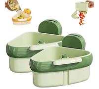 Cureaway Suction Cup Sink Corner Rack, Cureaway Suction Cup Sponge Holder, Automatic Dumping No dirty hands, for Kitchen Bathroom (Green*2)