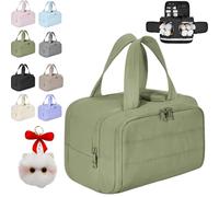 Cureaway Travel Cosmetic Bag, 4-In-1 Multi-Functional Toiletry Bags for Women, Wash Pouch Portable Hanging Organizer, Dry-and-Wet Separation with 4 Compartments (Green)