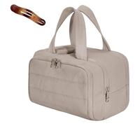 Cureaway Travel Cosmetic Bag, Cureaway Large Capacity Wide-Open Travel Cosmetic Bag, Waterproof Portable Toiletry Bag for Women, Lightweight, Dry-And-Wet Separation (Brown)