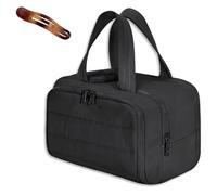 Cureaway Travel Cosmetic Bag, Cureaway Large Capacity Wide-Open Travel Cosmetic Bag, Waterproof Portable Toiletry Bag for Women, Lightweight, Dry-And-Wet Separation (Black)